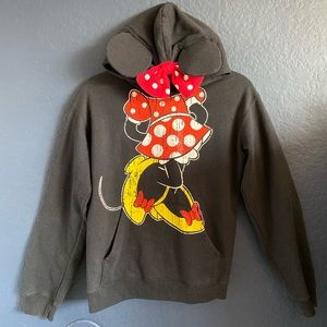 •Minnie Mouse Hooded Sweatshirt W/ Ears•